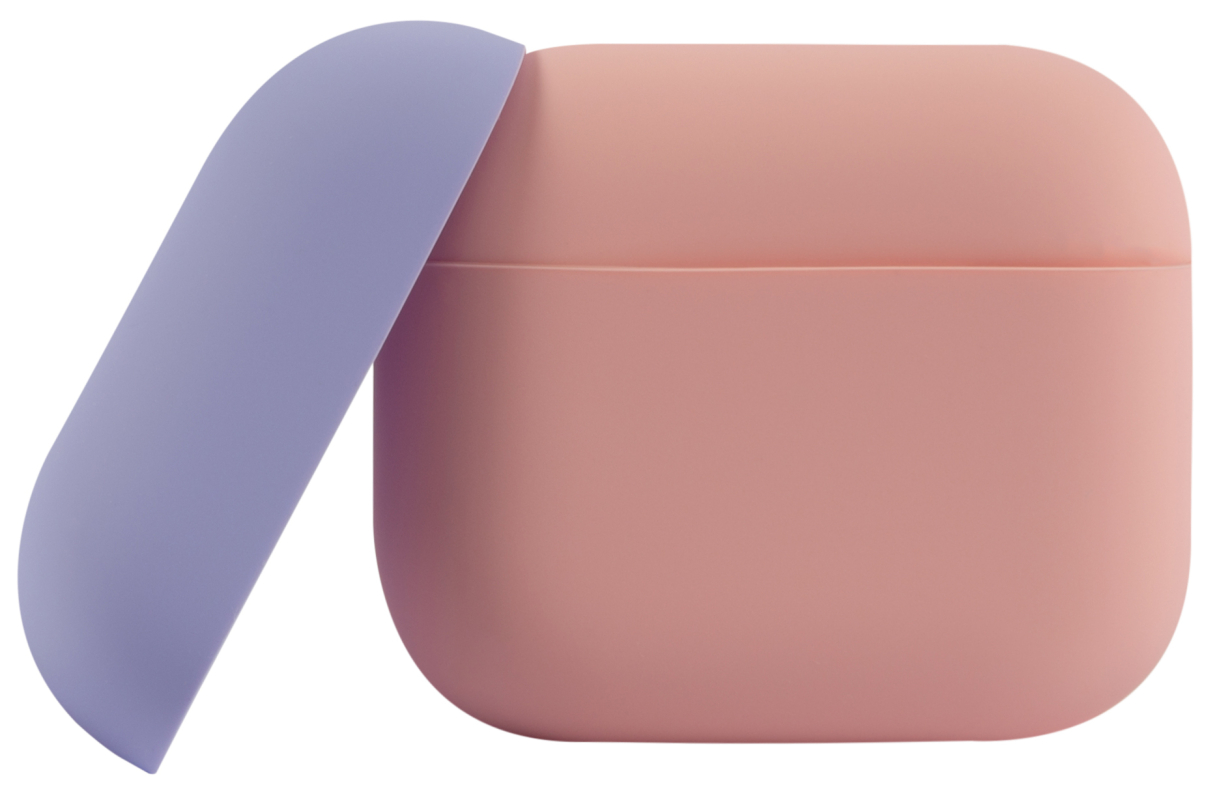 Чехол moonfish для AirPods 3 с двумя крышками, силикон, розовый+лавандовый