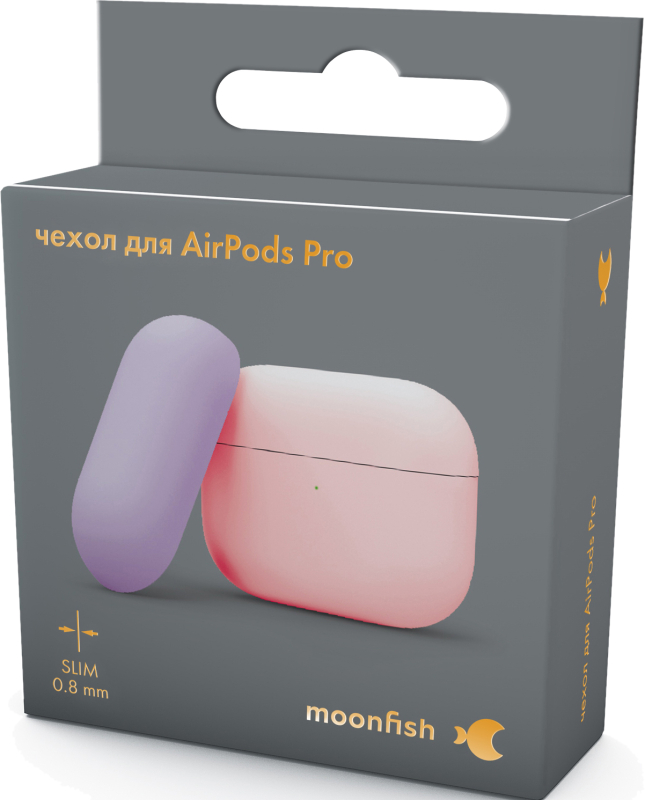 Чехол moonfish для AirPods Pro, силикон, розовый + лавандовый