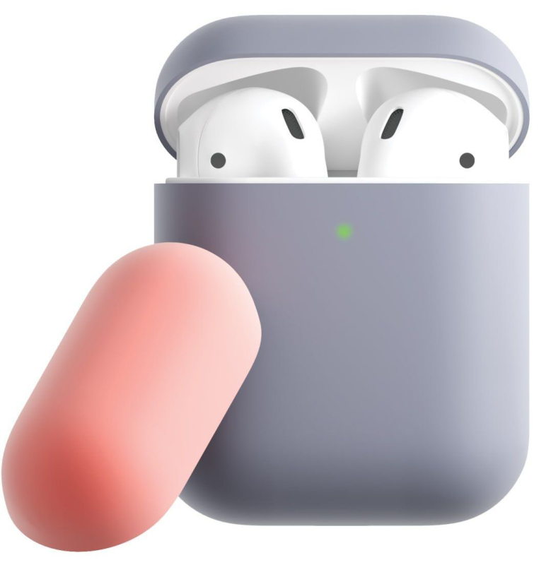 Чехол moonfish для футляра AirPods, силиконовый, фиолетовый+коралловый