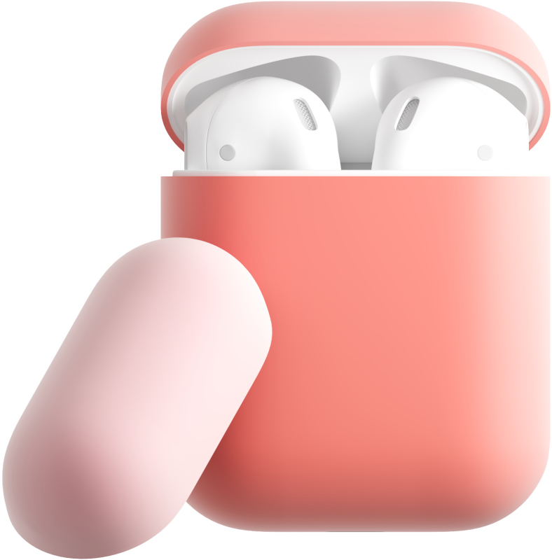 Чехол moonfish для футляра AirPods, силиконовый, коралловый+розовый
