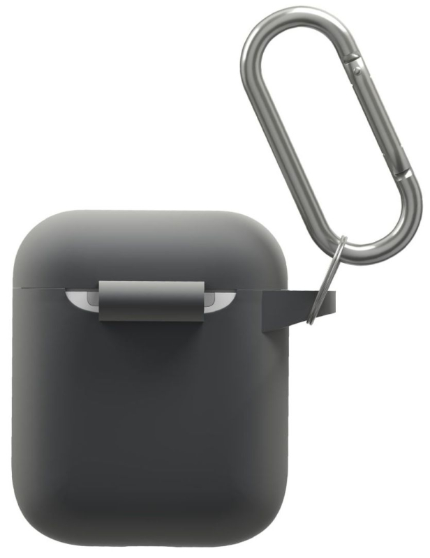 Чехол moonfish для футляра AirPods, силиконовый с карабином, серый