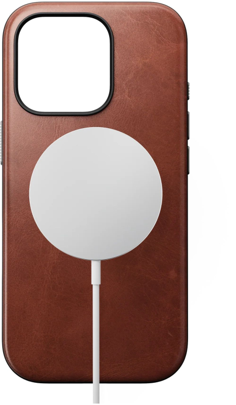 Чехол Nomad Modern Olde Dublin MagSafe для iPhone 16 Pro, кожа Horween, коньячный