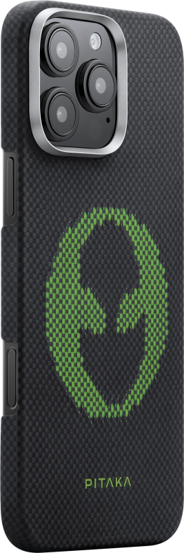 Чехол Pitaka Aries Tactile Woven Case Alien MagSafe для iPhone 16 Pro Max, кевлар, черный+зеленый