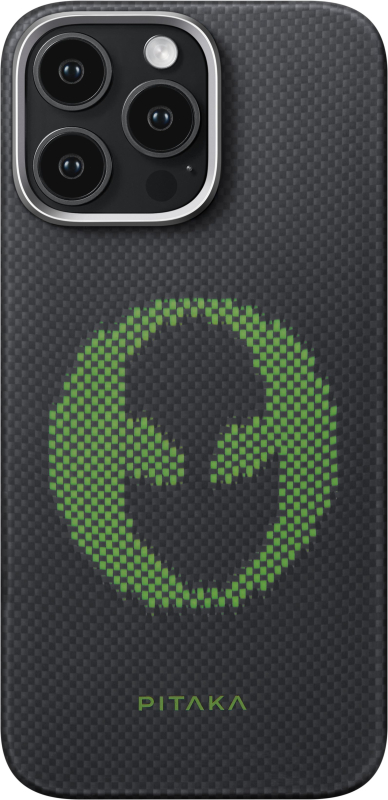 Чехол Pitaka Aries Tactile Woven Case Alien MagSafe для iPhone 16 Pro Max, кевлар, черный+зеленый