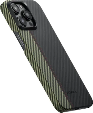 Чехол Pitaka Fusion Weaving MagEZ Case 4 для iPhone 15 Pro, кевлар, черный/зеленый