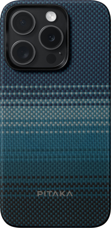 Чехол Pitaka Fusion Weaving MagEZ Case 5 для iPhone 15 Pro Max, кевлар, синий