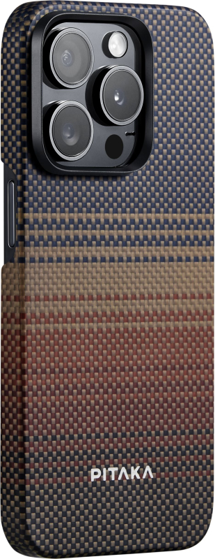 Чехол Pitaka Fusion Weaving MagEZ Case 5 для iPhone 15 Pro Max, кевлар, синий/коричневый
