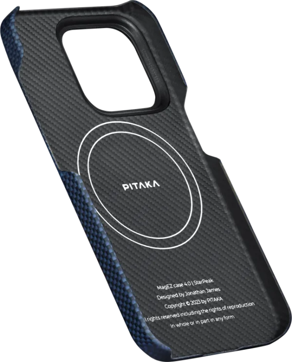 Чехол Pitaka MagEZ 4 StarPeak для iPhone 15 Pro, кевлар, синий