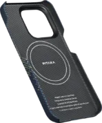 Чехол Pitaka MagEZ 4 StarPeak для iPhone 15 Pro, кевлар, синий/зеленый