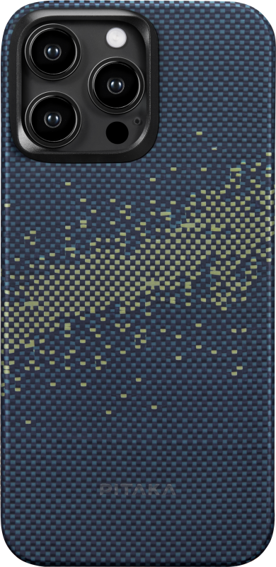Чехол Pitaka MagEZ 4 StarPeak для iPhone 15 Pro Max, кевлар, синий/зеленый