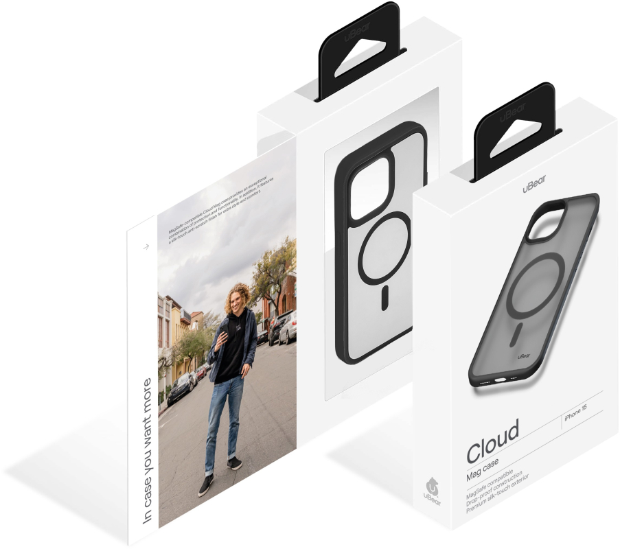 Чехол uBear Cloud Case MagSafe для iPhone 15, silk-touch, черный