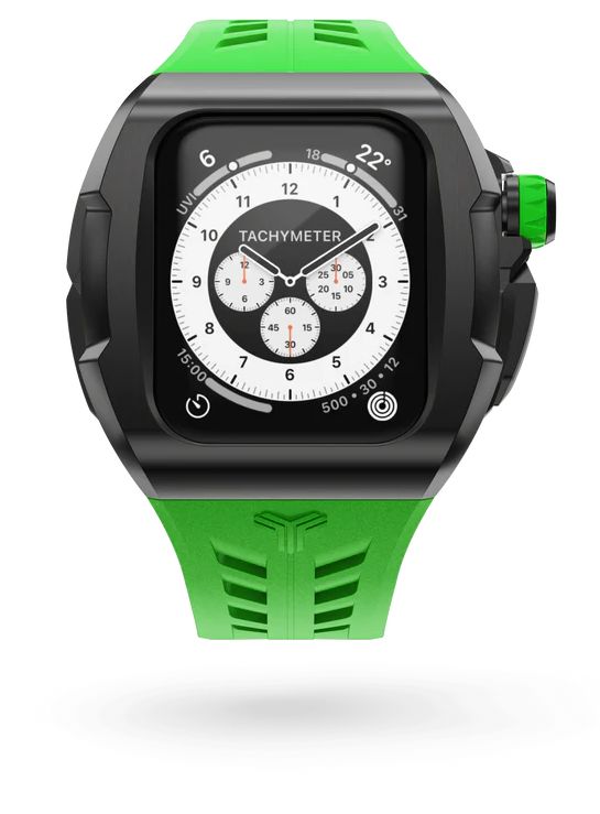 Чехол Y24 для Apple Watch 45mm, сталь/cиликон, черный/зеленый