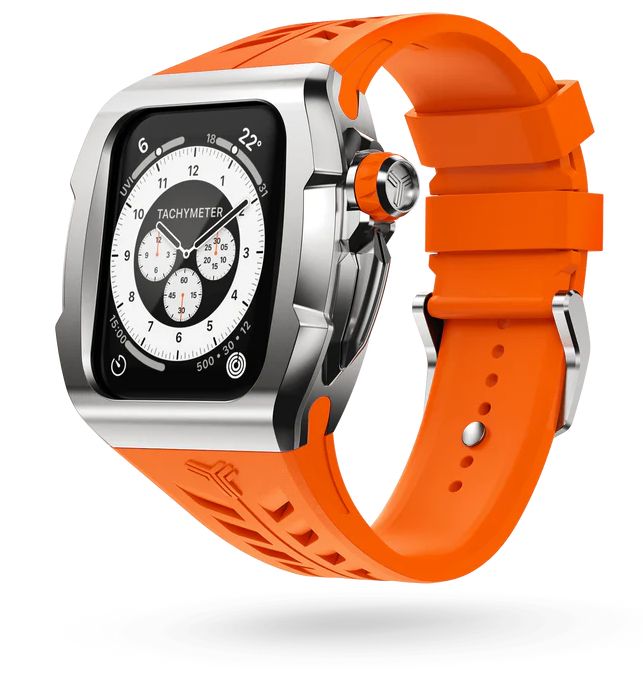 Чехол Y24 для Apple Watch 45mm, сталь/cиликон, оранжевый