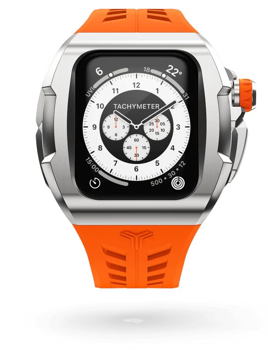 Чехол Y24 для Apple Watch 45mm, сталь/cиликон, оранжевый
