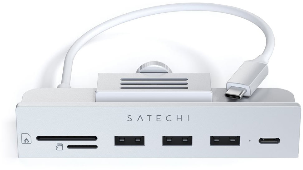 Док-станция Satechi 3хUSB-A + USB-C + micro/SD для iMac 2021, серый