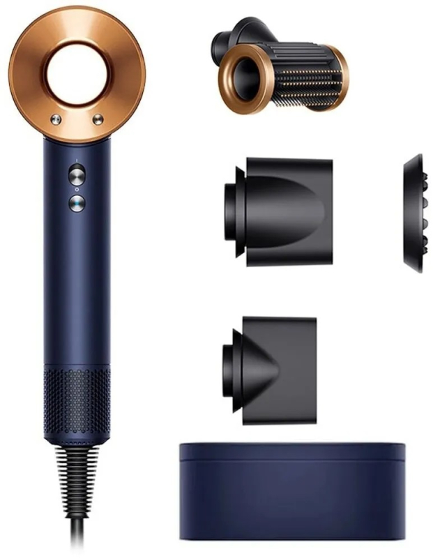 Фен Dyson Supersonic HD15, 4 насадки, синий+медь