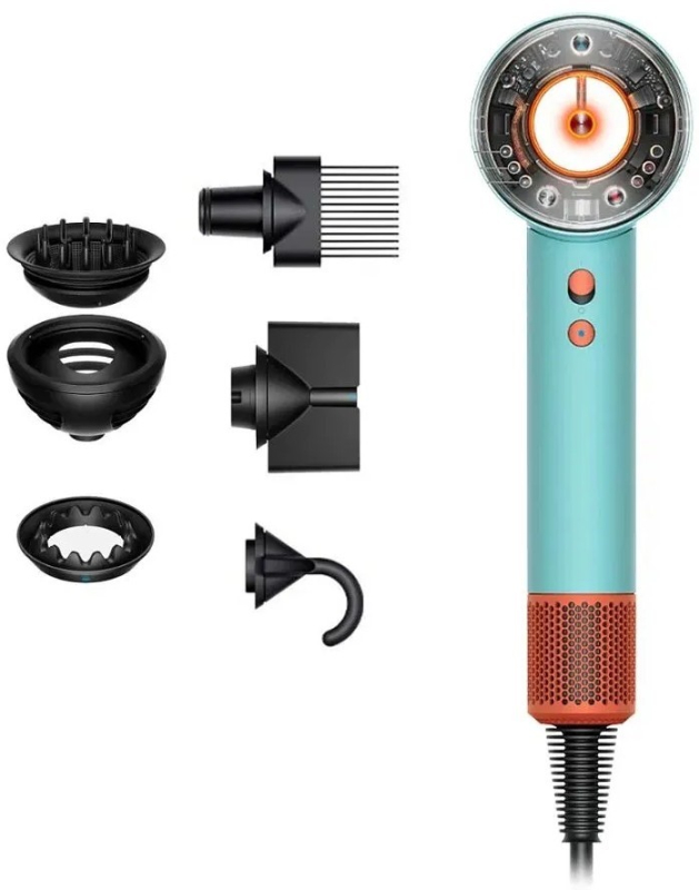 Фен Dyson Supersonic HD16, голубой+оранжевый