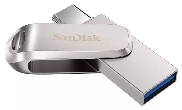 Флэш-накопитель SanDisk Ultra Dual Drive Luxe 128 Гб, серебристый