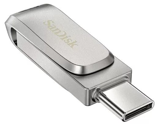 Флэш-накопитель SanDisk Ultra Dual Drive Luxe 128 Гб, серебристый