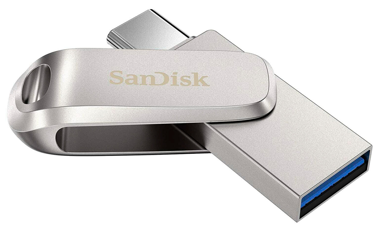 Флэш-накопитель SanDisk Ultra Dual Drive Luxe 256 Гб, серебристый