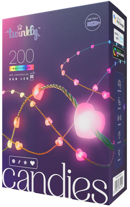 Гирлянда Twinkly Candies Heart-Shaped 200 LED, 12 м