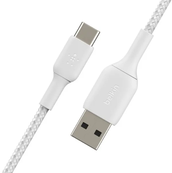 Кабель Belkin BoostCharge Braided USB-A – USB-C, 2 м, нейлон, белый