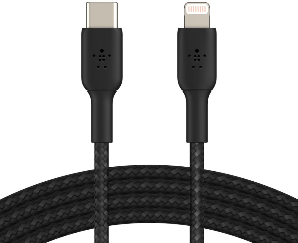 Кабель Belkin BoostCharge Braided USB-C – Lightning, 2 м, нейлон, черный