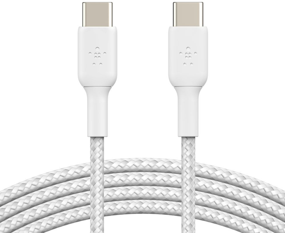 Кабель Belkin BoostCharge Braided USB-C – USB-C, 1 м, нейлон, белый