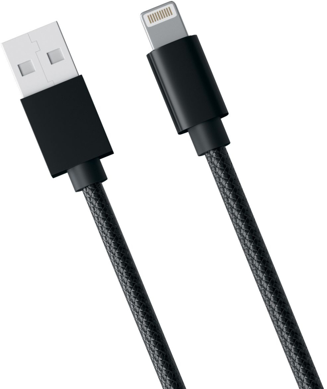 Кабель moonfish USB‑A – Lightning 1 м, нейлон, черный