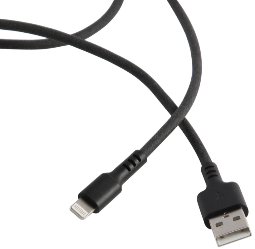 Кабель moonfish USB-A – Lightning, 1м, 2.4A, вспененный силикон, черный