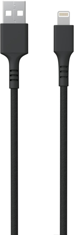 Кабель moonfish USB-A – Lightning, 1м, 2.4A, вспененный силикон, черный