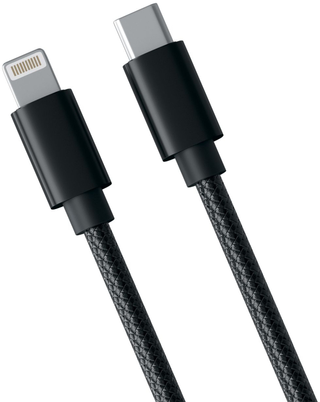 Кабель moonfish USB‑C – Lightning 1 м, нейлон, черный
