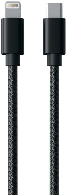 Кабель moonfish USB‑C – Lightning 1 м, нейлон, черный