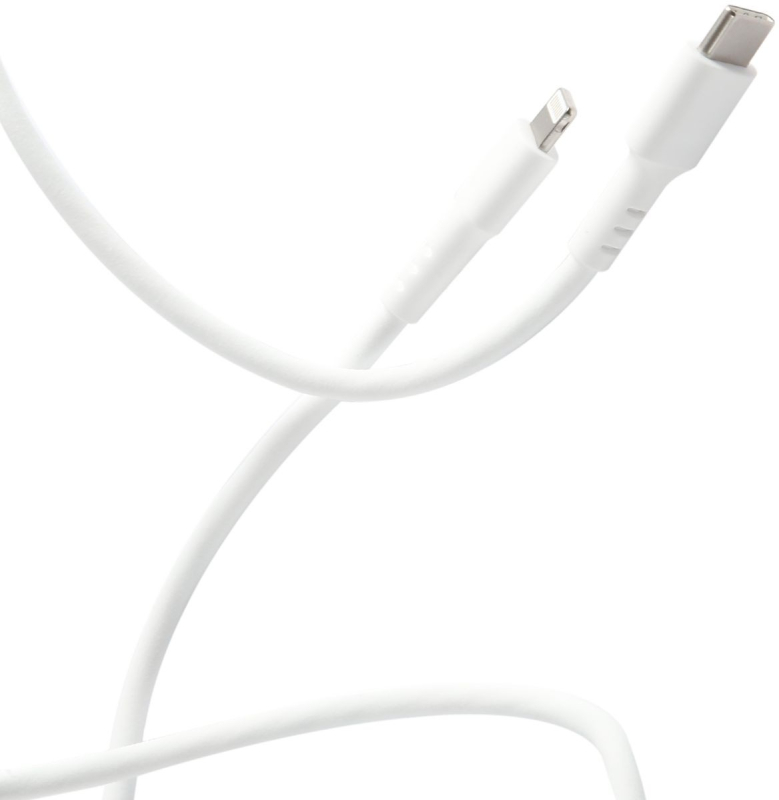 Кабель moonfish USB-C – Lightning, 1м, 3A, вспененный силикон, белый