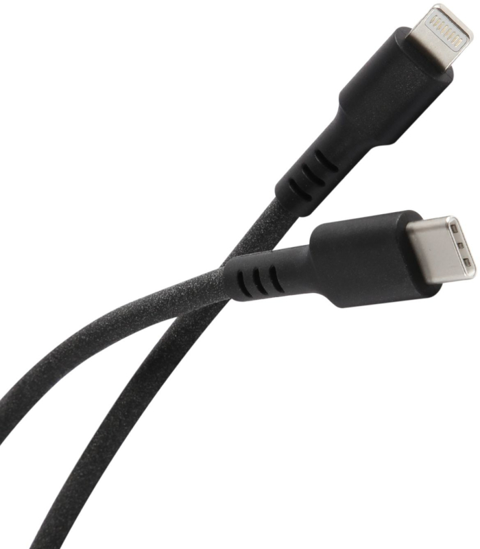 Кабель moonfish USB-C – Lightning, 1м, 3A, вспененный силикон, черный