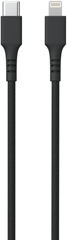 Кабель moonfish USB-C – Lightning, 1м, 3A, вспененный силикон, черный