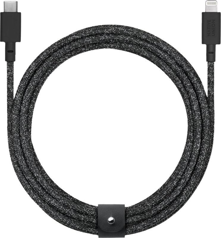 Кабель Native Union Belt Cable USB-С – Lightning, 3м, нейлон, черный