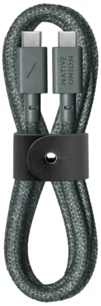 Кабель Native Union Belt Cable USB-С – USB-С, 2,4 м, пластик, серо-зеленый