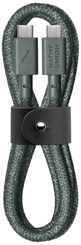 Кабель Native Union Belt Cable USB-С – USB-С, 2,4 м, пластик, серо-зеленый