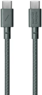 Кабель Native Union Belt Cable USB-С – USB-С, 2,4 м, пластик, серо-зеленый