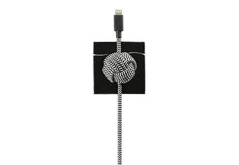 Кабель Native Union Night Cable Lightning (3 м) зебра + мраморная подставка