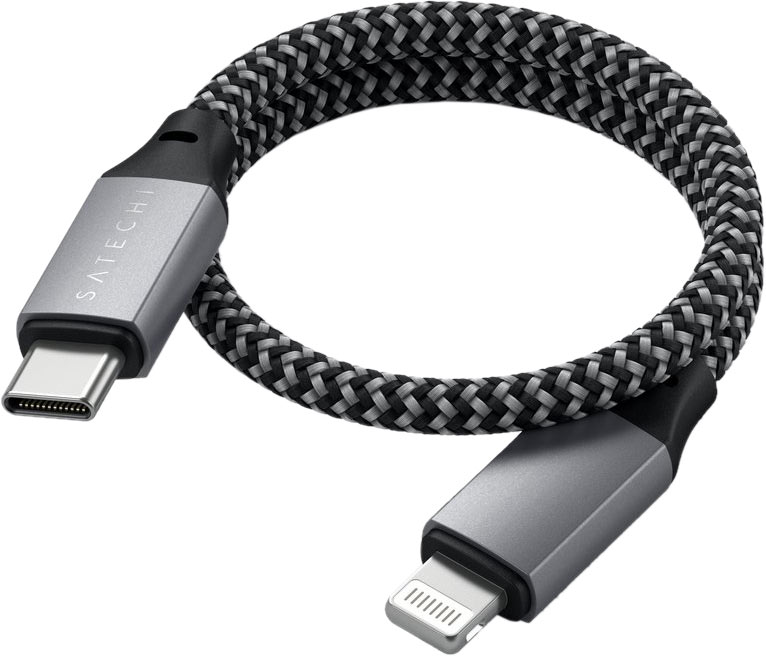 Кабель Satechi USB-C – Lightning MFI Cable (25 см), серый космос