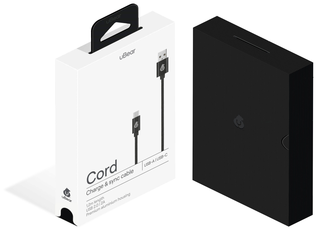 Кабель uBear Cord USB-A – USB-C, 1.2м, нейлон, черный