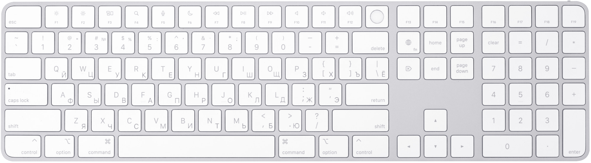 Клавиатура Magic Keyboard с Touch ID  и цифровой панелью для Mac с чипом Apple серебристый/белый