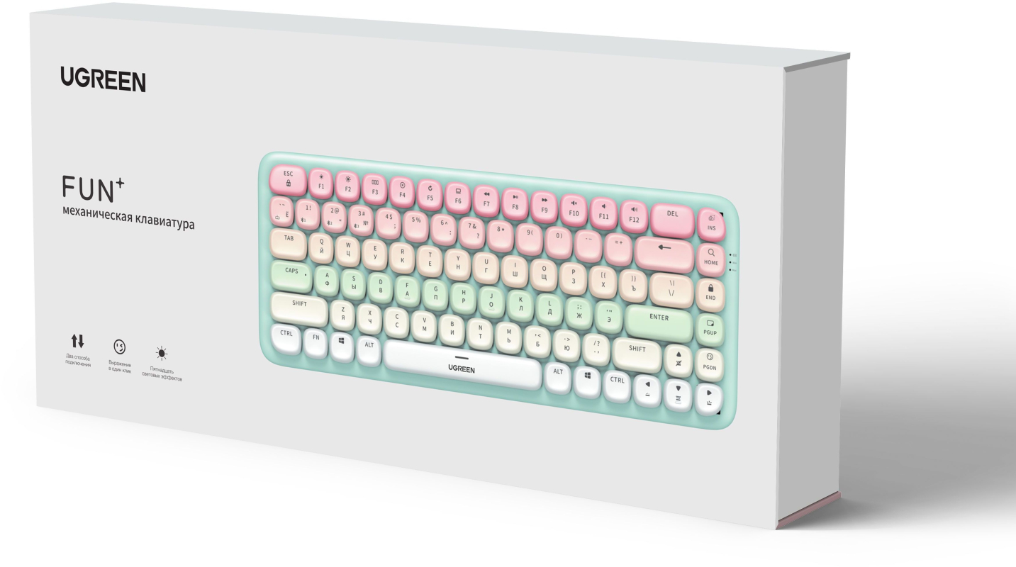 Клавиатура UGREEN KU101 Fun+ Mechanical, розовый+голубой