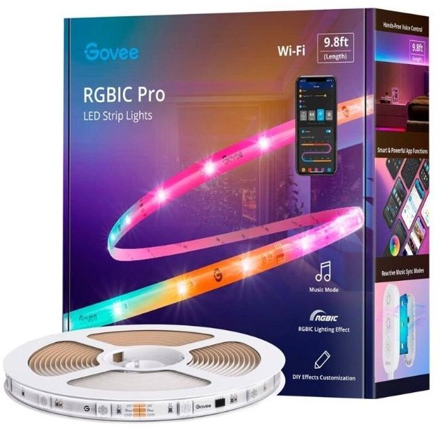 Лента светодиодная Govee Protective Coating Wi-Fi RGBIC, 3 м, цветной
