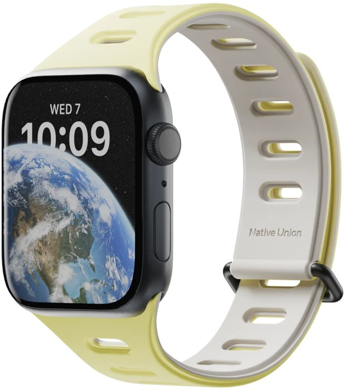 Ремешок Native Union Active Strap для Apple Watch 38/40/41 мм, S, силикон, лимонный+серый