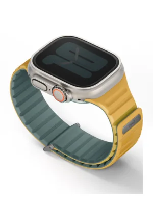Ремешок Uniq Revix Evo для Apple Watch 42/44/45/49 мм, силикон, серо-зеленый/желтый