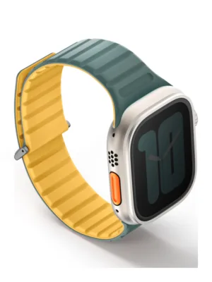Ремешок Uniq Revix Evo для Apple Watch 42/44/45/49 мм, силикон, серо-зеленый/желтый