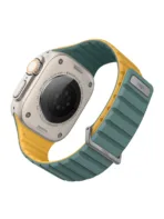 Ремешок Uniq Revix Evo для Apple Watch 42/44/45/49 мм, силикон, серо-зеленый/желтый